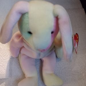 VNT '98 ty Beanie Baby Hippie Bunny Rabbit Lop-Eared Spring Easter Basket